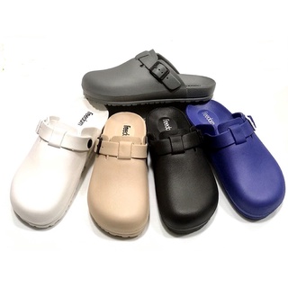รองเท้าปิดหัวเปิดส้น หัวโตไม่มีลาย ปรับสายได้ Size 4-9.