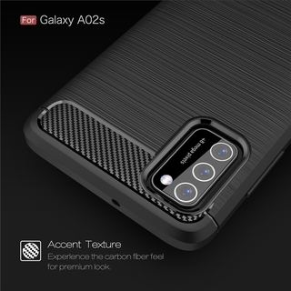 Samsung Galaxy A02S Slim Soft Rubber Carbon Fiber Case Shockproof Cover