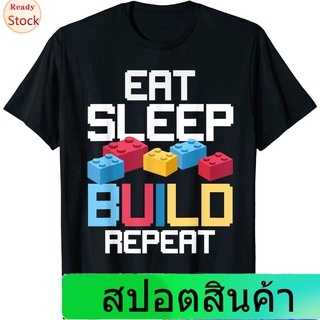 Illicit เสื้อยืดผู้ชายและผู้หญิง Funny Eat Sleep Build Gift Men Women Cool Blocks Building T-Shirt Popular T-shirts