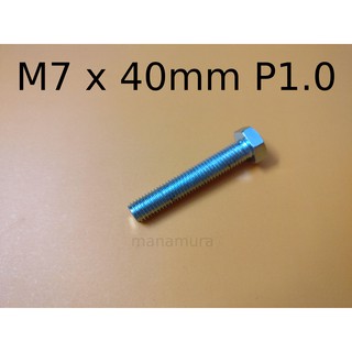 สลักเกลียวหกเหลี่ยม ชุบสังกะสี สีฟ้า M7X40 มม. P1.0