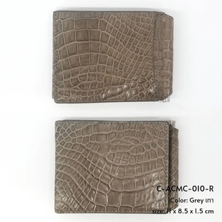 Prang Crocodile Leather Money Clip Wallet กระเป๋าสตางค์ มันนี่คลิป หนังจระเข้แท้ C-ACMC-010-R