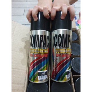 COMPAC สีสเปรย์อะครีลิค (สีดำ ) 100% 400cc สีสเปรย์คอมเเพค สีกระป๋อง สีดำ (2กระป๋อง)