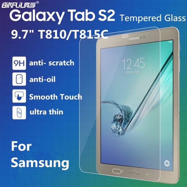 กระจกนิรภัย Samsung Galaxy Tab S2 9.7in T815 / Samsung Tab S3 9.7in T825 Compatible - Clear