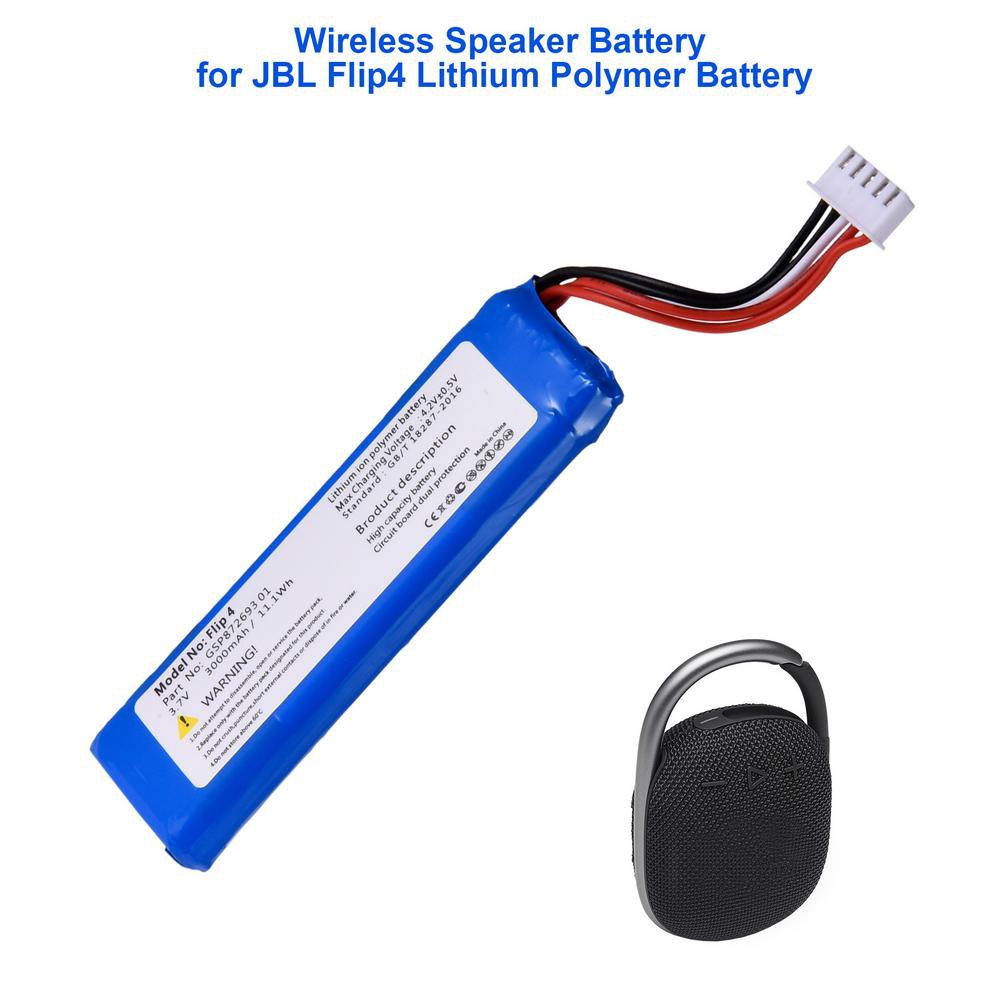 แบตเตอรี่，For JBL Flip 4 GSP87269301 Replacement Lithium Polymer Battery 3.7V 3000Ah Speaker Battery For JBL Flip4 Blue-