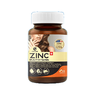 [ 1 ขวด ]InterCare Zinc plus มัลติวิตามิน สกัดจาก ซิงค์ 75 mg และวิตามินรวม 8 ชนิด ( 30 แคปซูล )