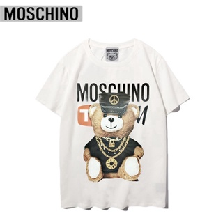 Moschino เสื้อยืดแขนสั้น ผ้าฝ้าย ทรงหลวม พลัสไซซ์ แฟชั่นสําหรับผู้ชาย และผู้หญิงเสื้อยืด