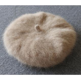 Fur beret beanie hat (beige)