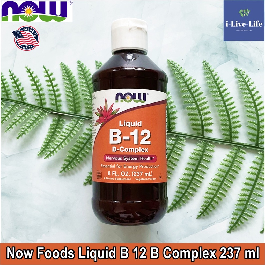 วิตามินบี 12 ชนิดน้ำ B-12 Liquid + B-Complex 237 mL - Now Foods B12