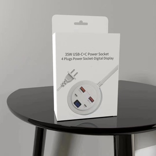 35W USB-C+C power socket 4 plugs power socket-digital display ปลั๊กไฟ 4 ปลั๊ก ปลั๊กไฟ-จอแสดงผลดิจิตอล