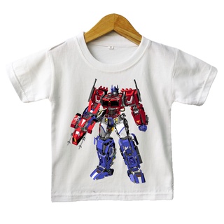 เสื้อยืด ลาย Optimus TRANSFORMER สีขาว สําหรับเด็ก