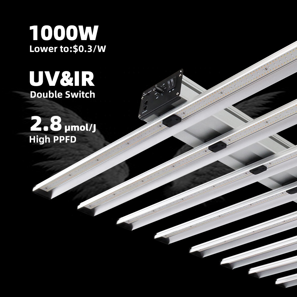 Hydroponics Led Grow Lamp Detachable Waterproof 1000W 8 Bars Strip Led Grow Light Bar Uv Ir