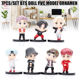 【สินค้ามีจำหน่าย】 7Pcs/Set BTS Tiny TAN Mini Figure Bangtan Boys Groups BTS Anime Figurine Toy Group Gift Idol Doll PVC Model HT