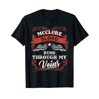 เสื้อยืดผ้าฝ้ายพิมพ์ลายแฟชั่น ขายดี เสื้อยืดลําลอง แขนสั้น พิมพ์ลาย Mcclure blood runs my eins family christmas KBdeni95