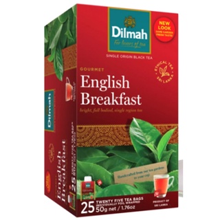 Dilmah English Breakfast Black Tea Pack 25 Tea Bags 50g.ดิลมาอิงลิชเบรคฟาสต์ชาดำ อาหาร เครื่องดื่ม ชาซอง