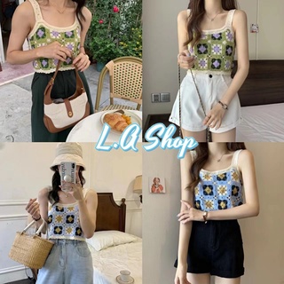 L.A Shop พร้อมส่ง เสื้อสายเดี่ยว แบบถักไหมพรมดีเทลลายดอกไม้สีน่ารักมาก "C563" -C