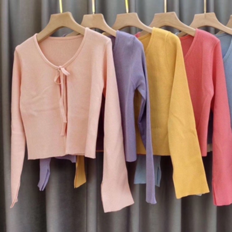 ✁❁◇1LDK 🌈 พร้อมส่ง🌈 เสื้อคลุม เเขนยาว ผูกหน้า (0951）