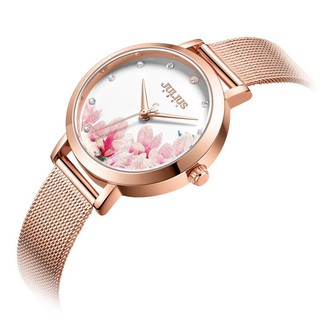 นาฬิกาข้อมือ Julius JA-1180 ซากุระ Sakura edition พื้นหน้าปัดลายซากุระ ประดับคริสตัล แทนตัวเลข  สวยหวานและหรูหรา