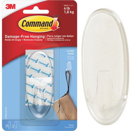 3M 17093CLR-ES COMMAND 1 ตะขอใสขนาดใหญ่ 2 แถบ