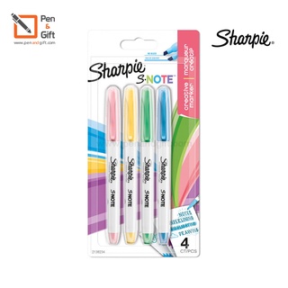 Sharpie S Note Creative Marker, Highlighter Pink, Yellow, Green, Blue - แพ็ค 4 สี ปากกาชาร์ปี้ เอส โน้ต [Penandgift]