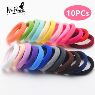 We Flower 10PCs Colorful Hair Scrunchies Korean High Elastic Rubber Bands Hair Tie Rope Girls Ponytail Holder