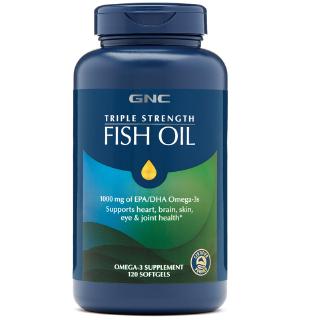 GNC Triple Strength Fish Oil 1000mg 120 Softgels Deep Sea Omega 3 น้ำมันปลา สามเท่า เนื้อหา ทะเลน้ำลึก โอเมก้า 3