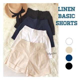 Linen Basic Shorts▪️กางเกงขาสั้นผ้าสินิน 🦖 Ladypan.BKK