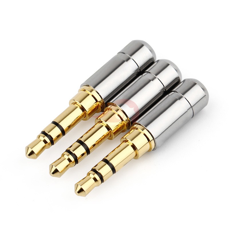 Mini 3.5 มม. 3 ขั้ว แจ็คหูฟังสเตอริโอ ทองบริสุทธิ์สูงขุบทอง - สีเงิน