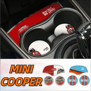 Suitable for MINI COOPER central control water coaster CLUBMAN Countryman F55 F56 F57 F60 interior accessories storage slot GULF painted leather pad