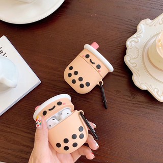 เคสซิลิโคนลายการ์ตูนน่ารักสำหรับ Apple Airpods 1 2 3 pro case Pearl milk tea boba Tea bubble tea