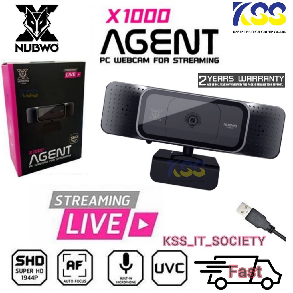 🚀 Nubwo AGENT X1000 Webcam Camera Super HD USB 2.0 Autofocus  กล้องคอมพิวเตอร์ ประกันศูนย์ 2 ปี