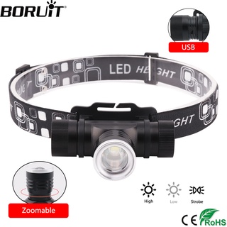 Boruit 1189A T6 ไฟฉาย Led 1000Lm ไฟฉายคาดหัวซูมได้ 3 โหมดกันน้ํา 18650 สําหรับตั้งแคมป์ ไฟหน้า ส่งแสงระยะไกล กันน้ำใช้งานลุยฝนได้ ไฟฉายคาดหัว ไฟส่องกบ ไฟฉายคาดหัวเดินป่า โคมไฟ แคมป์ปิ้ง ไฟฉาย ไฟฉายคาดหัว อุปกรณ์แคมป์ปิ้ง