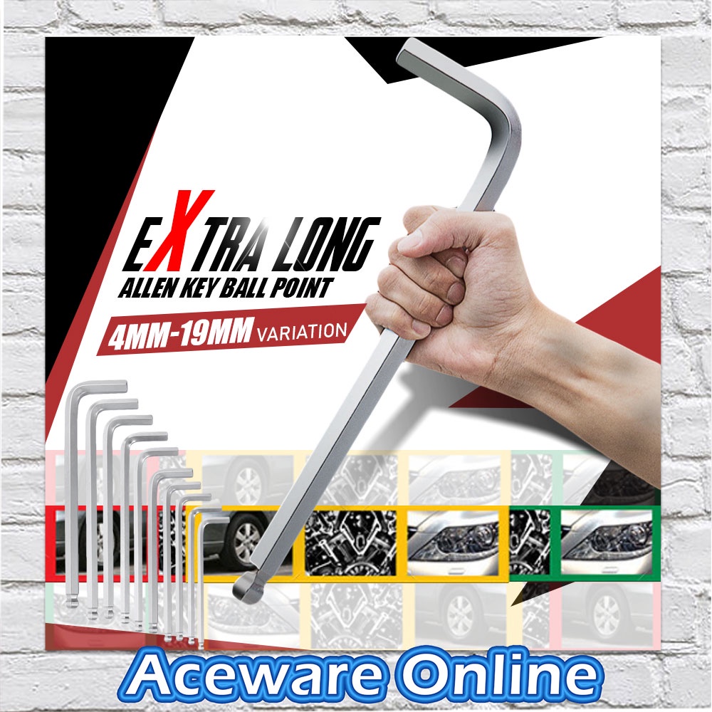 4MM - 14MM คุณภาพสูง Allen Key 1 ชิ้นขนาด CR-V EXTRA LONG BALL POINT END KUNCI ALLEN 六角手