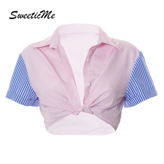 Sweeticme เสื้อยืดแขนสั้น ออกแบบใหม่ สําหรับผู้หญิง 2022