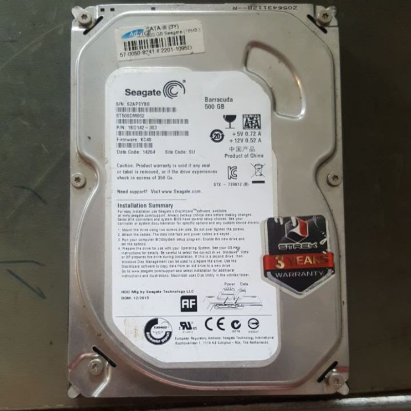 Harddisk PC 500G. มือสอง