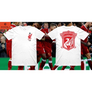 เสื้อยืดแฟชั่น เสื้อยืดคอกลม hexagon ลายสกรีน ลิเวอร์พูล LIVERPOOL สำหรับ ชาย หญิง ผ้าCotton USA สีดำ ขาว ขนาด S M L XL