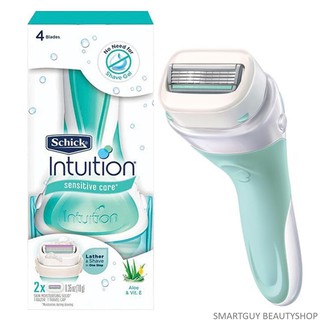 Schick Intuition Sensitive Care Razor with 1 Refill Cartridge and Shower Hanger ชุดมีดโกนกำจัดขนรุ่นพิเศษมาพร้อมก้อนสบู่