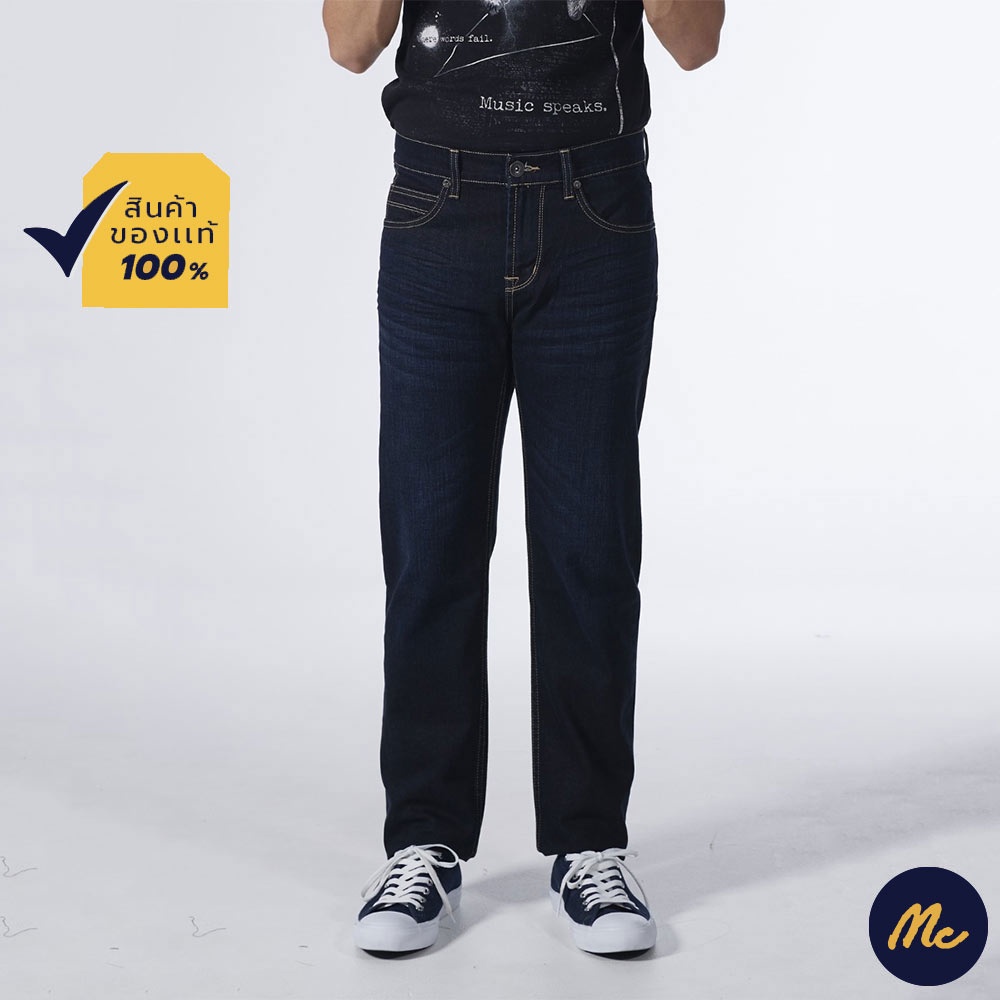 Mc JEANS กางเกงยีนส์ชาย กางเกงยีนส์ แม็ค แท้ ผู้ชาย กางเกงขายาว ทรงขาตรง ผ้ายีนส์สีดำ ทรงสวย คลาสสิค MBI2138