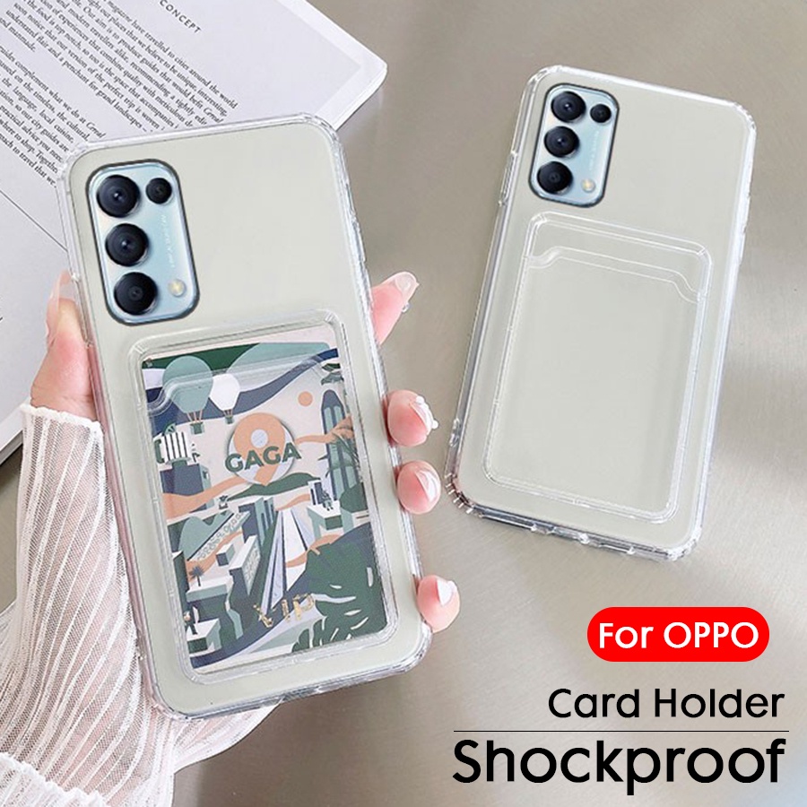 กล่องใส่การ์ด ซิลิโคนนุ่มเคสใสเคสใส่การ์ดที่เก็บรูปถ่าย เคส สำหรับ OPPO A3 A3S A5 AX5 A7 A12 A15 A15S A16 A16K A16e A17E A17 A17K A18 A38 A54 A55 A57 A58 A60 A74 A76 A79 A95 A96 A98 Reno 13F 12F 11F 8 7 6