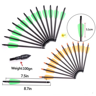 6/12pcs 7.5/16.2in ลูกดอกหน้าไม  Tips 2 inch Vanes