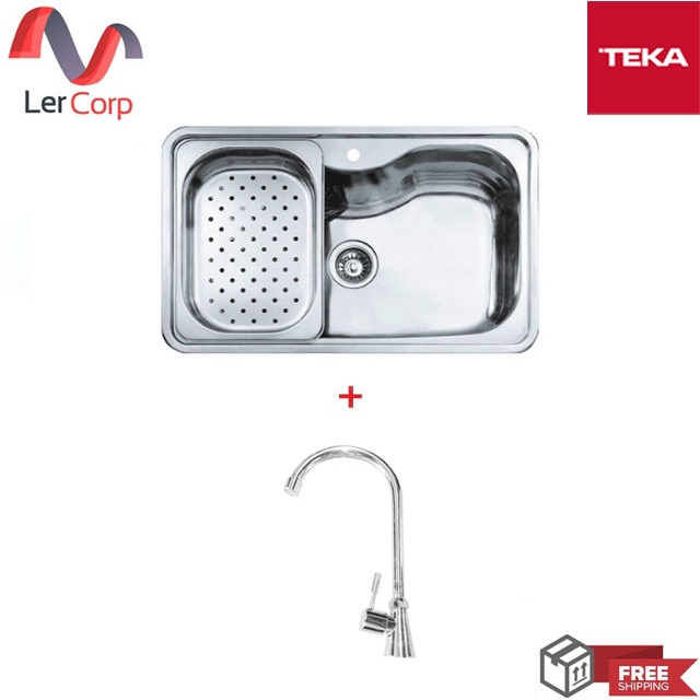 (TEKA) ซิงค์ล้างจาน 1 หลุม รุ่น BAHIA 1B + ก็อกน้ำเย็น