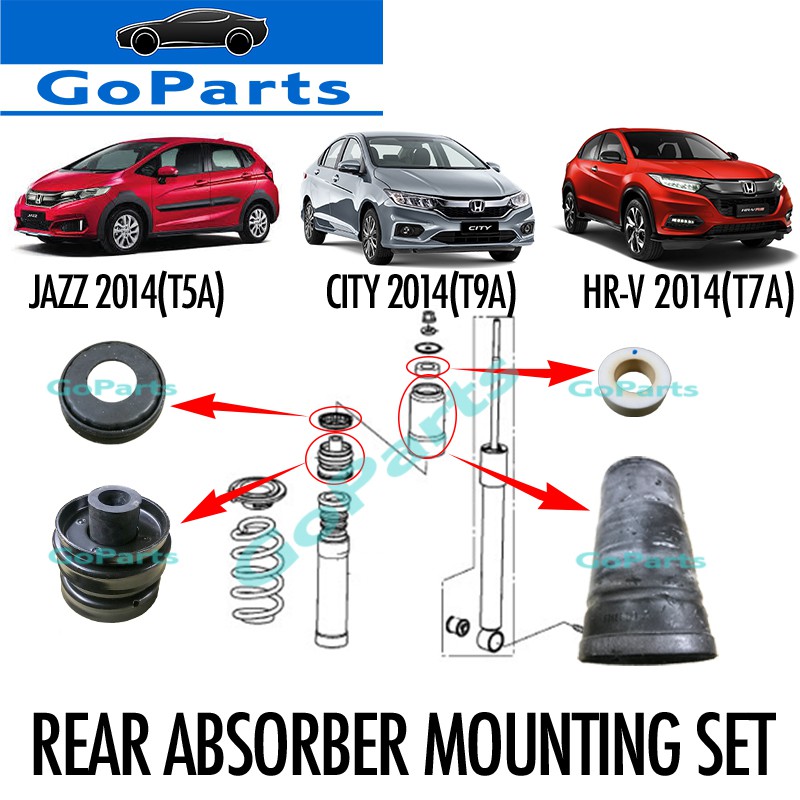 โช้คอัพหลังพร้อมบุช 52670-T5A-J02 Honda City Gm6 T9a Hrv T7a Jazz Gk T5a