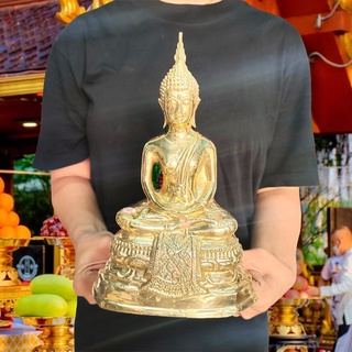 พระพุทธรูป เนื้อทองเหลืองขัดผิว ปางสมาธิ(กว้าง5นิ้ว สูง9นิ้ว)เข้าพิธีพุทธาภิเษกเสาร์ 5 สวดคาถาเงินล้าน108 จบ วัดท่าซุง บ