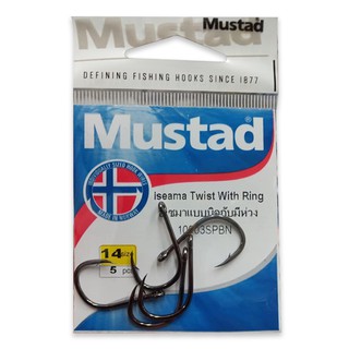 ตาเบ็ด ยี่ห้อ Mustad เบอร์ 9/10/11/12/14 สีดำ มีห่วง พร้อมส่ง