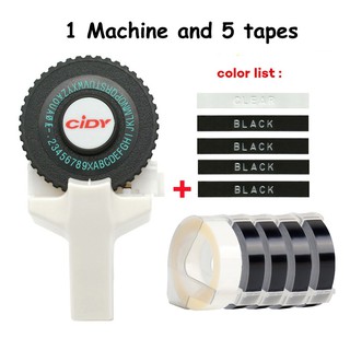 Label Maker 1 ชิ้น พร้อมเทป 5 ม้วน สําหรับเครื่องพิมพ์ 3D DYMO MOTEX ริบบิ้น 9 มม. X 3 ม.