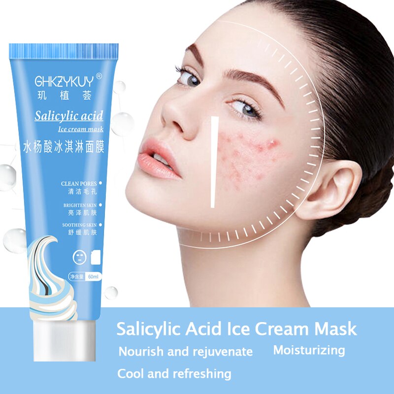 60g Salicylic Acid Ultra Cleansing Mask Ice Cream Acne Remover Blackhead Treatment Smearing Gel ทําความสะอาดหน ้ ากาก Skin Care TSLM1
