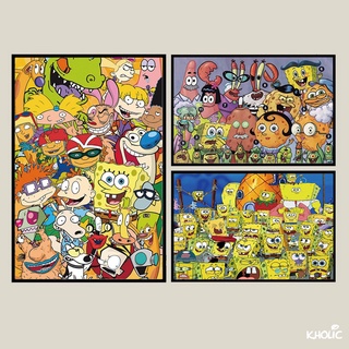 Spongebob จิ๊กซอว์ไม้ รูปการ์ตูนอนิเมะ 300 520 1000 ชิ้น ของเล่นเสริมพัฒนาการเด็ก [ไม่มีโปสเตอร์รูปภาพ]