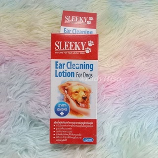 💕 SLEEKY 💕 สลิคกี้ Sleeky Ear cleaning Lotion for Dogs 100 ml. โลชั่นเช็ดทำความสะอาดหูสุนัข Alcohal Free  SLEEKY EAR CAR