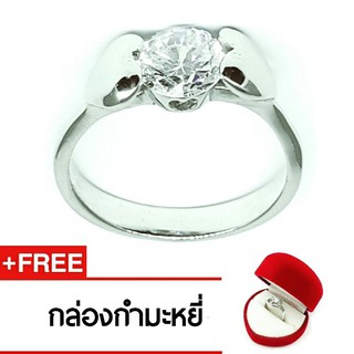 Royal Crown Jewelry Stainless Steel 316L แหวนประดับเพชร CZ ขาว อย่างดี รุ่น The best 3007 (สี Silver)