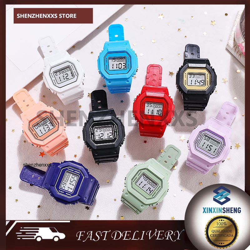 นาฬิกาข้อมืออิเล็กทรอนิกส์ ดิจิทัล ทรงสี่เหลี่ยม ขนาดเล็ก สีเขียวมัทฉะ สร้างสรรค์ แฟชั่นเรียบง่าย สําหรับผู้ชาย และผู้หญิง