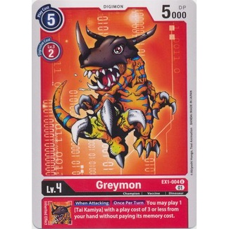 การ์ด Digimon - TCG - Greymon / EX1-004